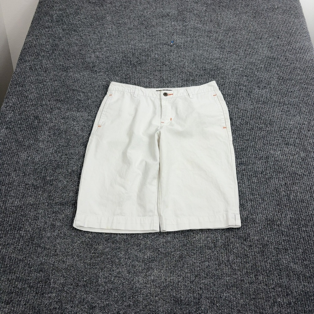 Rafaela Shorts Womens 12 White Cotton Bermuda Orange‎ Contrast Stitch Casual